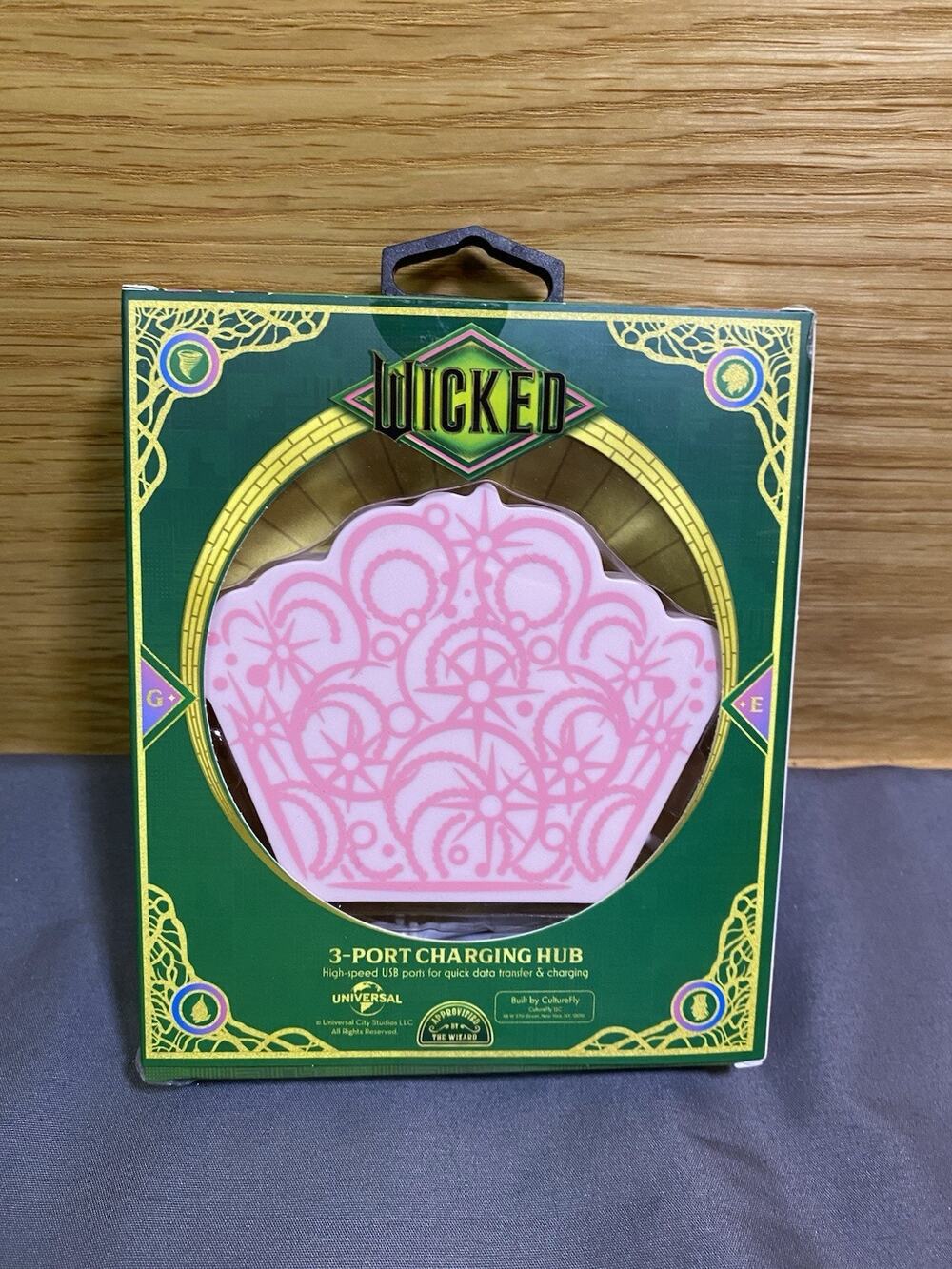 NEW Wicked Glinda's Crown Pink Charging Hub ~ 3-Port (2) USB-A / (1) USB-C